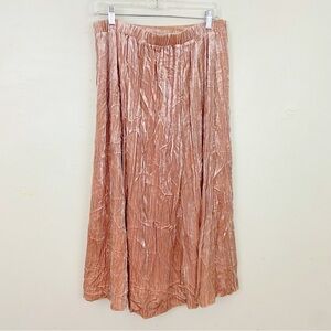 Garnet Hill Silk Rayon Blend Pink Crinkle Velvet Maxi Skirt